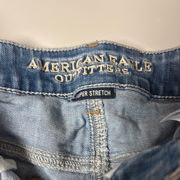 American Eagle Outfitters Blue and Red Jean Shorts with Distressed Details - Picture 3 of 6